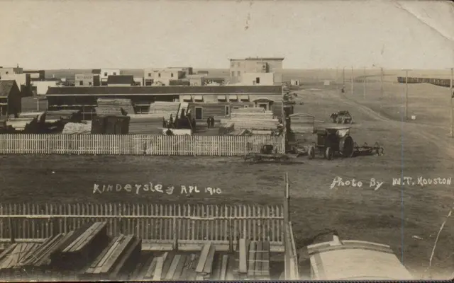 Kindersley lumber yard and steam tractor