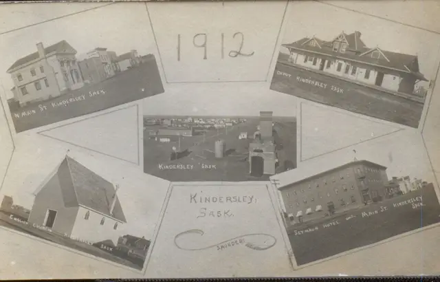 Kindersley multi-view postcard, 1912